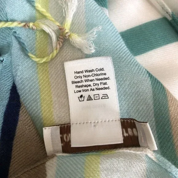 Coldwater Creek Blue Striped Fringe Scarf 22 x 67 - Picture 4 of 4